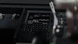 Close-up of an aircraft multipurpose control and display unit