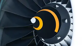Airliner turbine, black and white