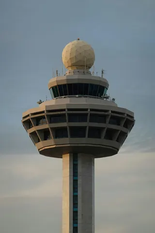 Control tower with a radar dome
