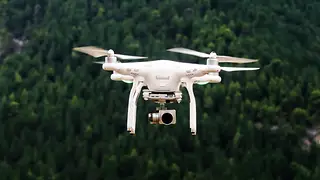 Drone flying in the sky