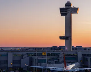 Control tower at sunset